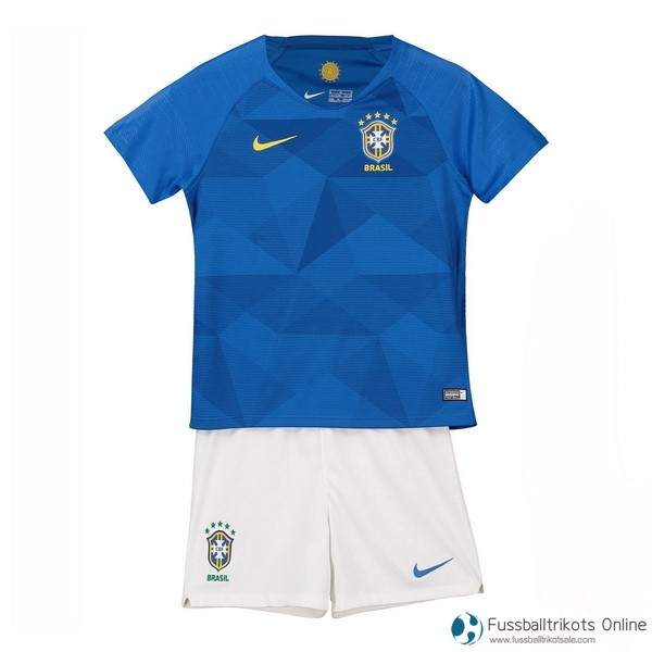 Brasilien Trikot Kinder Auswartss 2018 Blau Fussballtrikots Günstig
